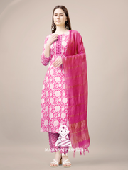 Maharaj Fashion Hub Women's Elegant Kurti Pant Dupatta Set