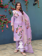 Maharaj Fashion Hub Women's Elegant Kurti Pant Dupatta Set