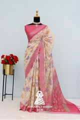 Royal Yet Rooted – Silver Bloom Linen Sarees