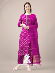 Maharaj Fashion Hub Women's Elegant Kurti Pant Dupatta Set