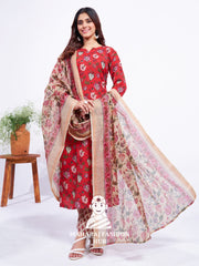 Maharaj Fashion Hub Women's Elegant Kurti Pant Dupatta Set