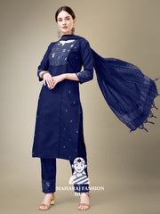 Maharaj Fashion Hub Women's Elegant Kurti Pant Dupatta Set