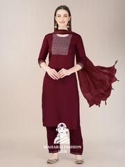 Maharaj Fashion Hub Women's Elegant Kurti Pant Dupatta Set