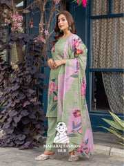 Maharaj Fashion Hub Women's Elegant Kurti Pant Dupatta Set