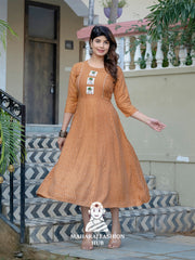 π§‘ Rustic Charm β Embroidered Rayon Kurta for Women