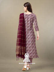Maharaj Fashion Hub Women's Elegant Kurti Pant Dupatta Set