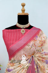 Royal Yet Rooted – Silver Bloom Linen Sarees