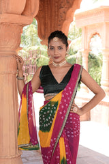 New special Georgette Bandhani With Gotapatti Work Saree