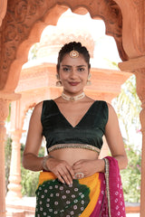 New special Georgette Bandhani With Gotapatti Work Saree