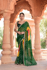 New special Georgette Bandhani With Gotapatti Work Saree