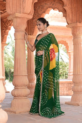New special Georgette Bandhani With Gotapatti Work Saree