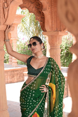 New special Georgette Bandhani With Gotapatti Work Saree