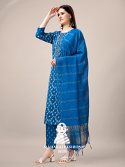 Maharaj Fashion Hub Women's Elegant Kurti Pant Dupatta Set