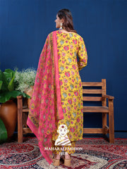 Maharaj Fashion Hub Women's Elegant Kurti Pant Dupatta Set