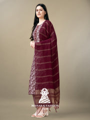 Maharaj Fashion Hub Women's Elegant Kurti Pant Dupatta Set