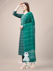 Maharaj Fashion Hub Women's Elegant Kurti Pant Dupatta Set