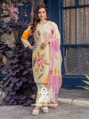 Maharaj Fashion Hub Women's Elegant Kurti Pant Dupatta Set