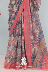 Silver Bloom – Premium Linen Saree Collection