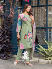 Maharaj Fashion Hub Women's Elegant Kurti Pant Dupatta Set