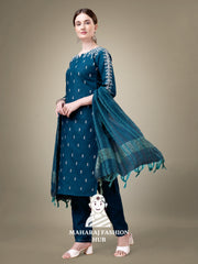 Maharaj Fashion Hub Women's Elegant Kurti Pant Dupatta Set