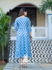 π€οΈ Soft Rayon Sky Blue Kurta β Printed & Embroidered