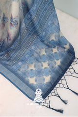 Grace in Every Thread – Silver Bloom Linen Sarees
