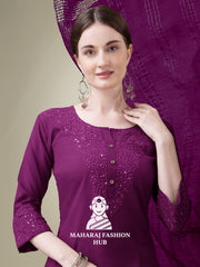 Maharaj Fashion Hub Women's Elegant Kurti Pant Dupatta Set