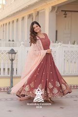 Special Designer Gown in Faux Georgette with Zari & Sequins Work