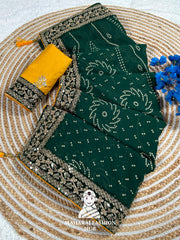 Traditional Lahariya print Georgette saree