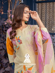 Maharaj Fashion Hub Women's Elegant Kurti Pant Dupatta Set