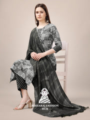 Maharaj Fashion Hub Women's Elegant Kurti Pant Dupatta Set