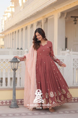 Special Designer Gown in Faux Georgette with Zari & Sequins Work