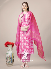 Maharaj Fashion Hub Women's Elegant Kurti Pant Dupatta Set