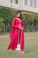 Faux Blooming Embroidered Suit Set with Dupatta