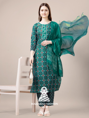 Maharaj Fashion Hub Women's Elegant Kurti Pant Dupatta Set