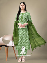 Maharaj Fashion Hub Women's Elegant Kurti Pant Dupatta Set