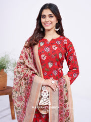 Maharaj Fashion Hub Women's Elegant Kurti Pant Dupatta Set