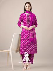 Maharaj Fashion Hub Women's Elegant Kurti Pant Dupatta Set