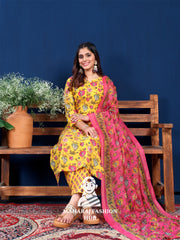 Maharaj Fashion Hub Women's Elegant Kurti Pant Dupatta Set