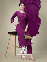 Maharaj Fashion Hub Women's Elegant Kurti Pant Dupatta Set