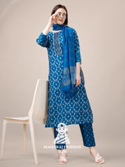 Maharaj Fashion Hub Women's Elegant Kurti Pant Dupatta Set