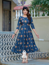 π¨ Navy Blue Ethnic Kurta with Printed Embroidery