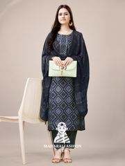 Maharaj Fashion Hub Women's Elegant Kurti Pant Dupatta Set