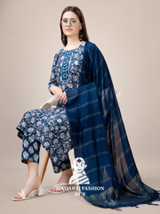 Maharaj Fashion Hub Women's Elegant Kurti Pant Dupatta Set