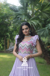 π Square Neck Sequin Embroidered Gown in Faux Georgette | Sleeveless Glam