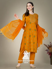 Maharaj Fashion Hub Women's Elegant Kurti Pant Dupatta Set