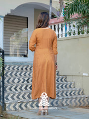 π§‘ Rustic Charm β Embroidered Rayon Kurta for Women