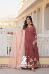 Special Designer Gown in Faux Georgette with Zari & Sequins Work