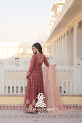Special Designer Gown in Faux Georgette with Zari & Sequins Work