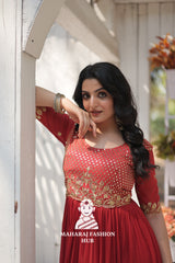 Sequins Embroidered Fabric Gown with Luxurious Finish